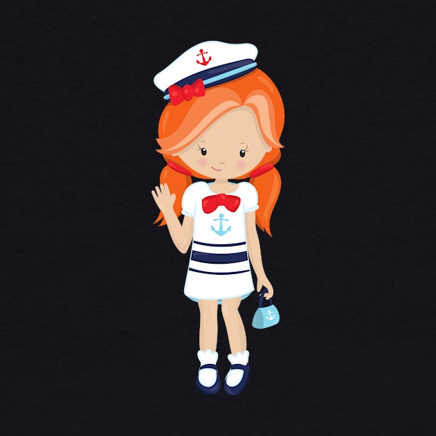 Boat Captain, Skipper, Cute Girl, Orange Hair by Jelena Dunčević